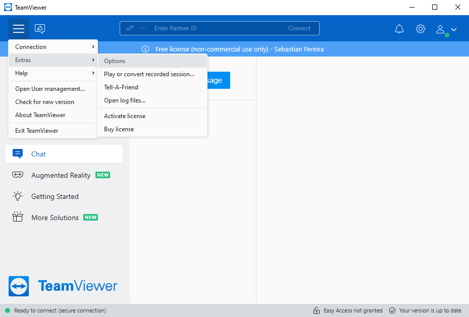 How to enable screen sharing in TeamViewer