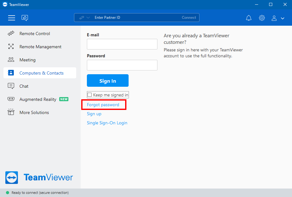 How to recover your account password in TeamViewer