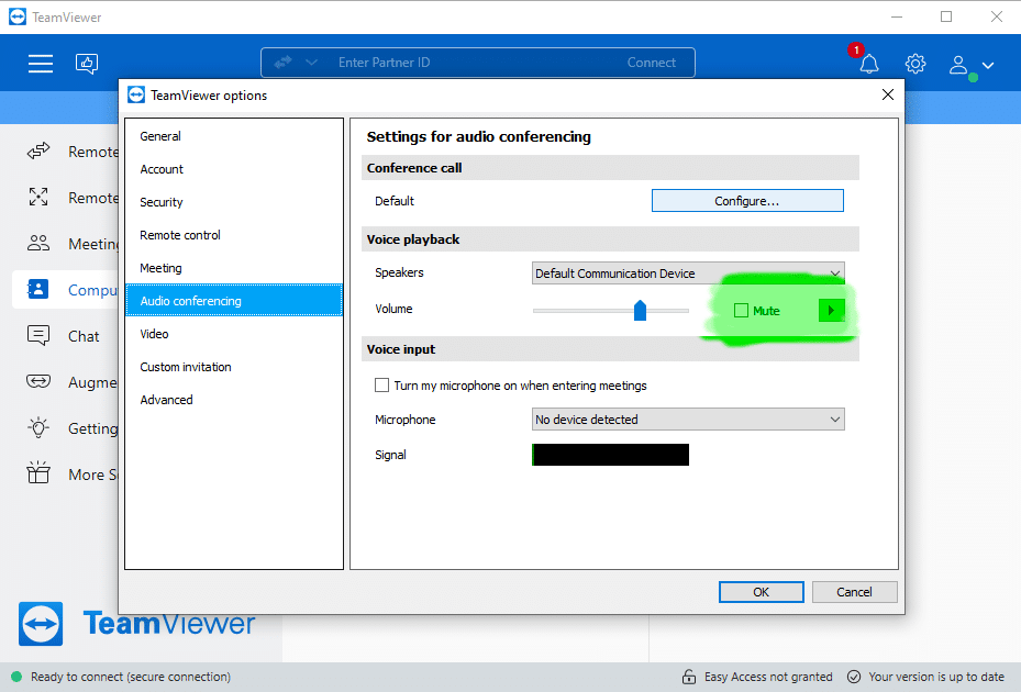 How to mute and unmute sound in TeamViewer