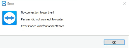 Error code: WaitForConnectFailed in TeamViewer